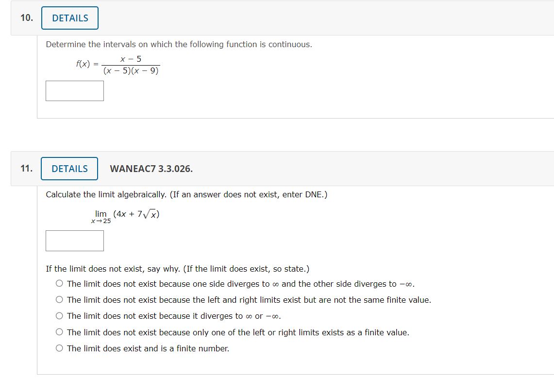 continuous. x 5 m = (x 5xx 9) 11. DETAILS WAN EAC7