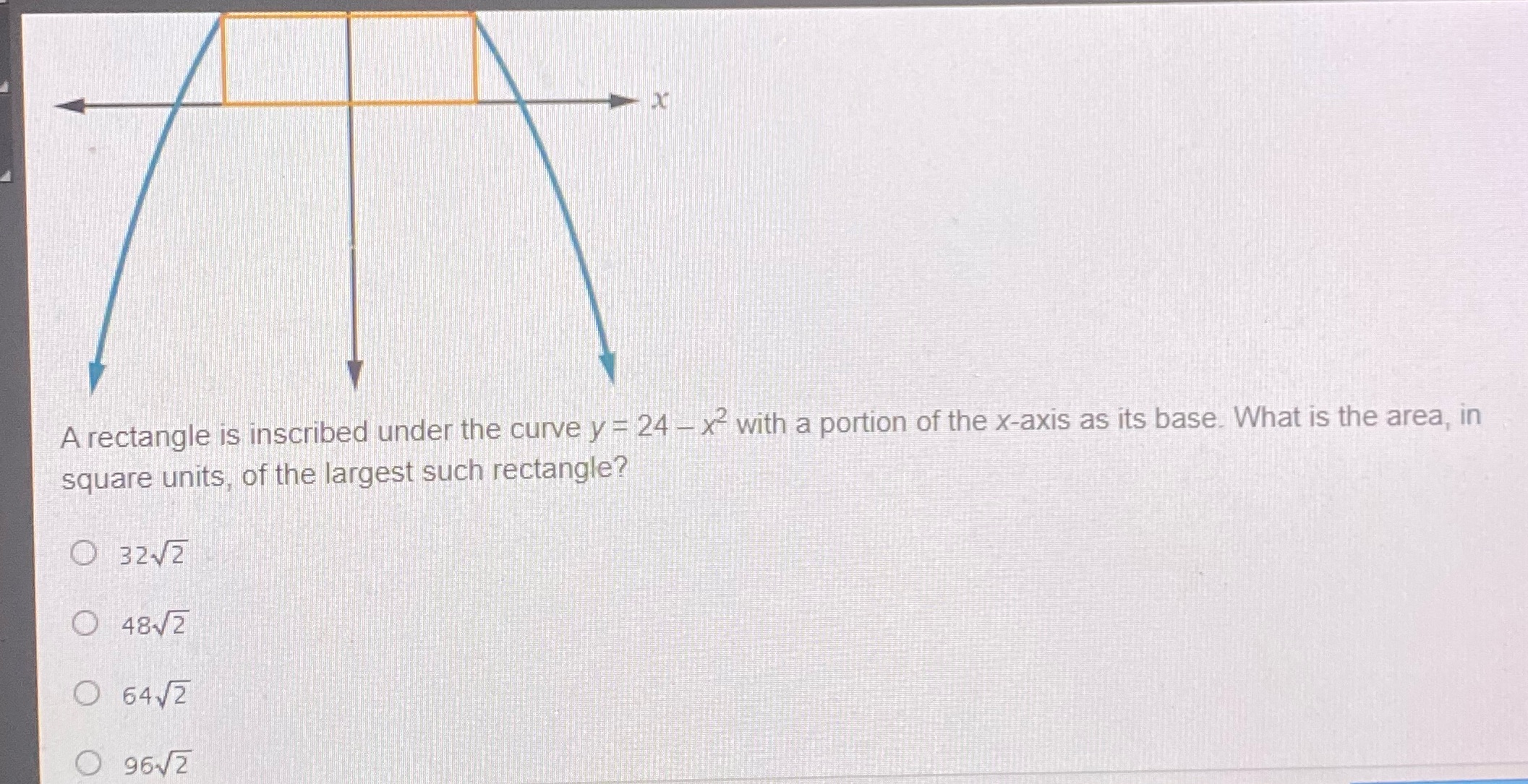 x with a portion of the x-axis as its base. What is