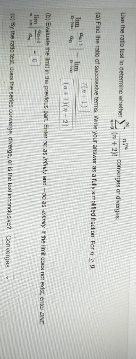 (72 + 2)! (a) Find the ratio of successive terms. Write your