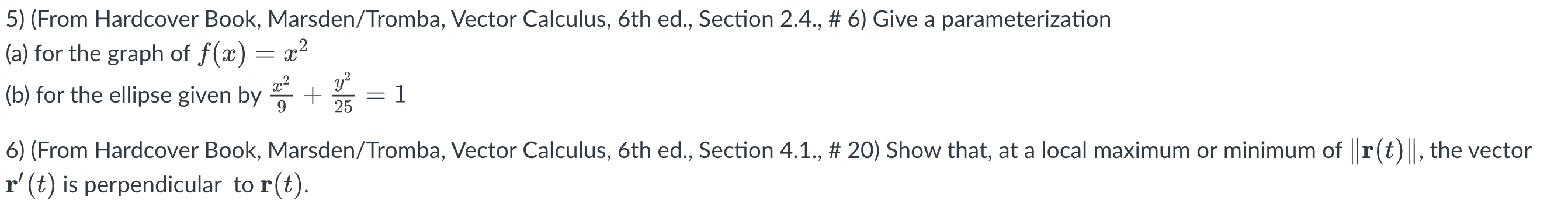 # 6) Give a parameterization (a) for the graph of f (ac)