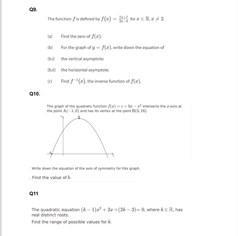  Q9. The function f is defined by f (z) = 147