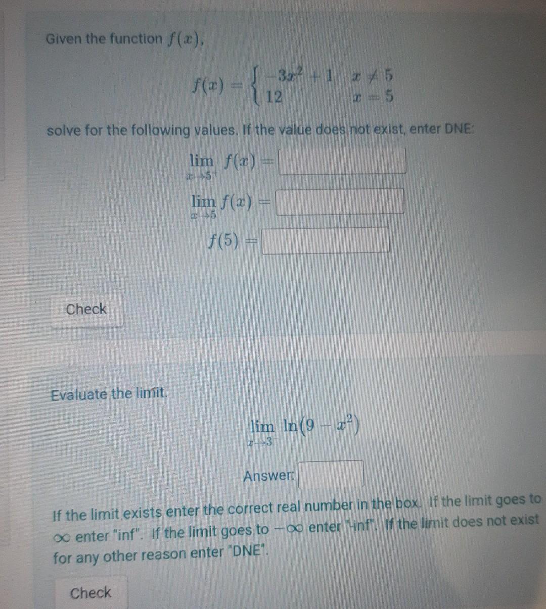 Given the function f (x). f (2) -12 x 5 solve