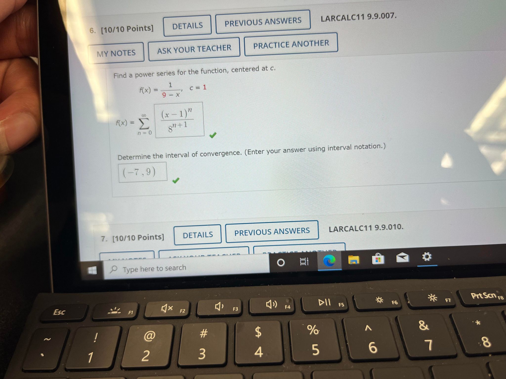 [10/10 Points] PREVIOUS ANSWERS LARCALC11 9.9.007. 'ViY NOTES I ASK YOUR TEACHER