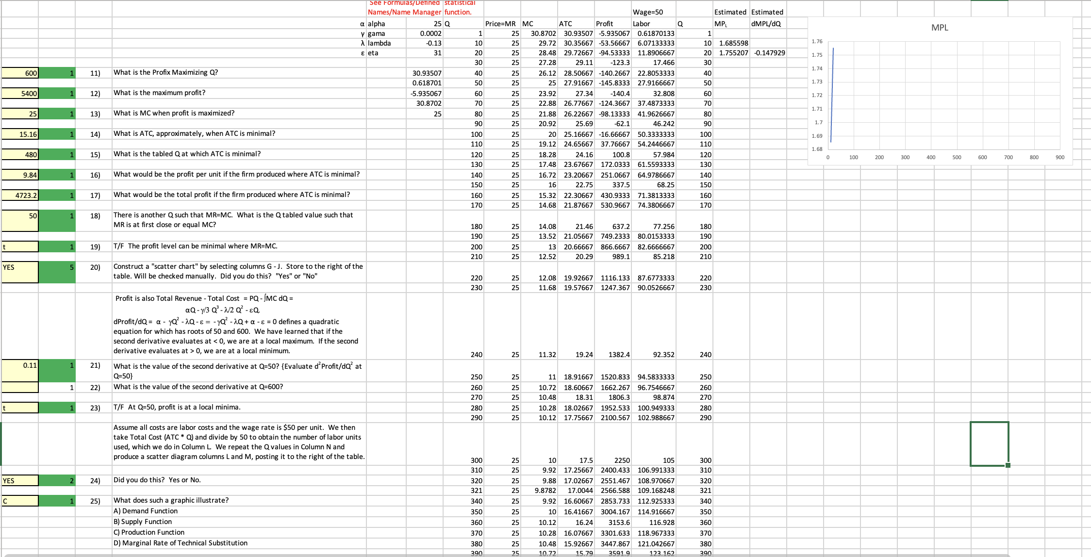  See Formulas/Defined statistical Names/Name Manager function. Wage=50 Estimated Estimated a alpha