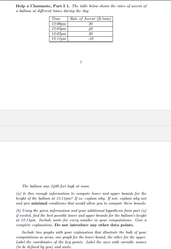 Time Rate of Ascent (ft/min) 12:00pm 30 12:03pm 40 12:07pm 20 12:11pm