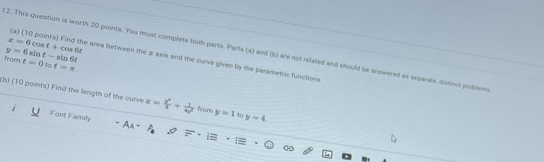 as separate, distinct problems. (a) (10 points) Find the area between the