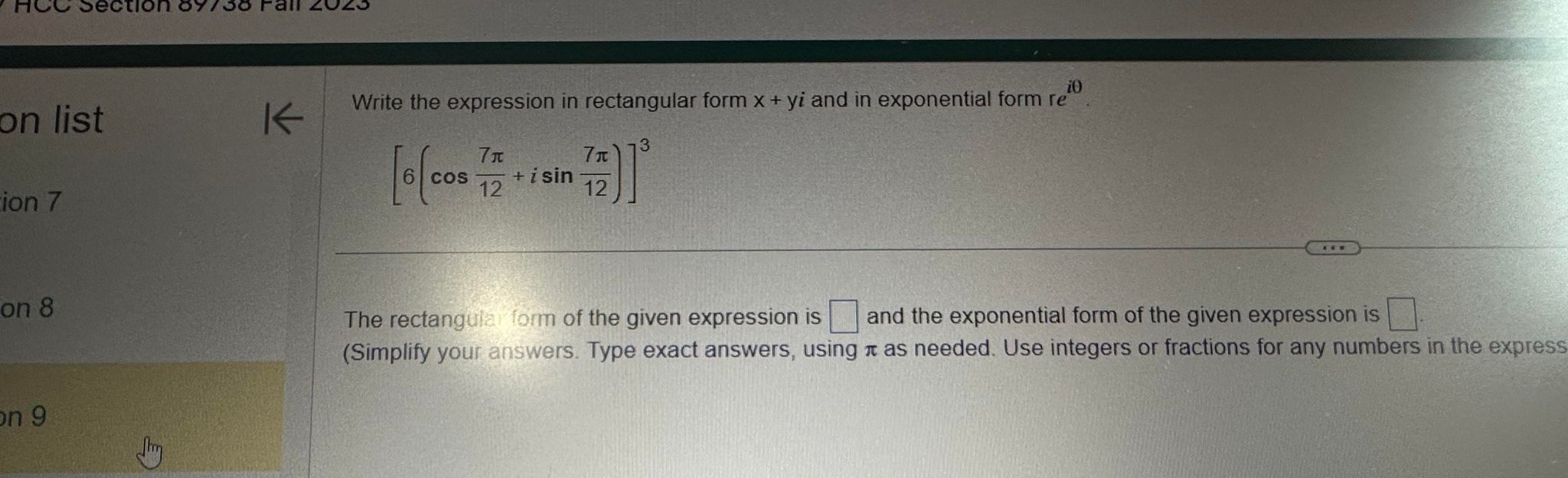 is (Simplify your answers. Type exact answers, using it as needed. Use