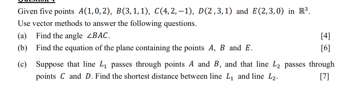 \"\"2\"\"... 1 Given ve points A(1, 0, 2), 3(3, 1, 1),