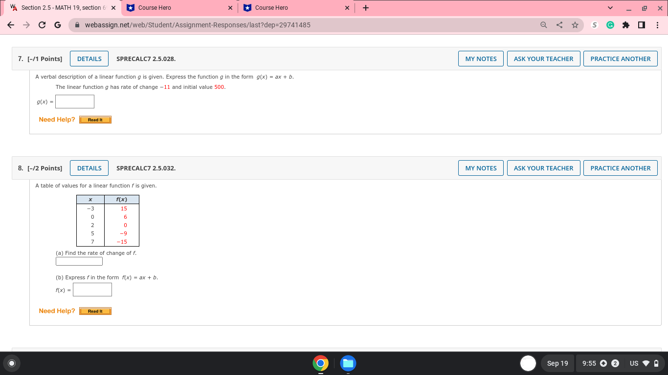 X *Course Hero X + X G G A webassign.net/web/Student/Assignment-Responses/last?dep=29741485 Assignment Scoring