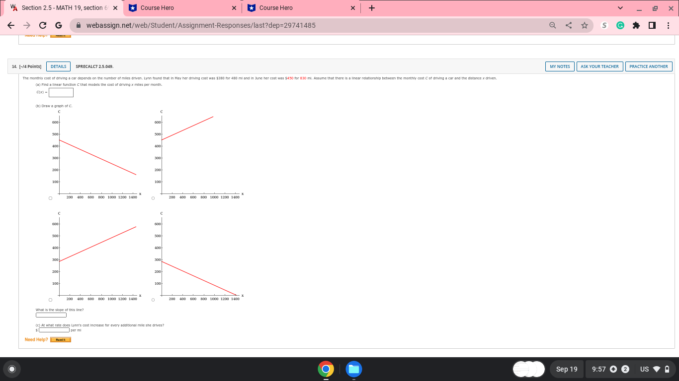 ASK YOUR TEACHER PRACTICE ANOTHER A verbal description of a linear function