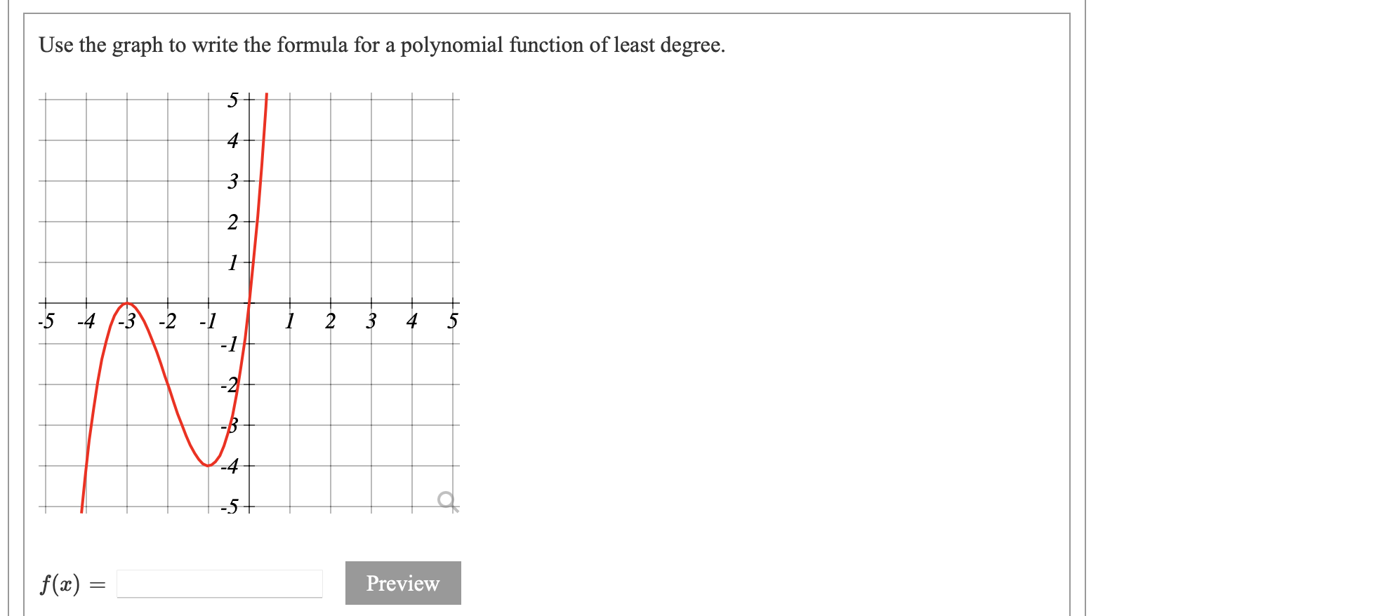-1 N -4 -5 f(ac) = PreviewUse the graph to identify zeros