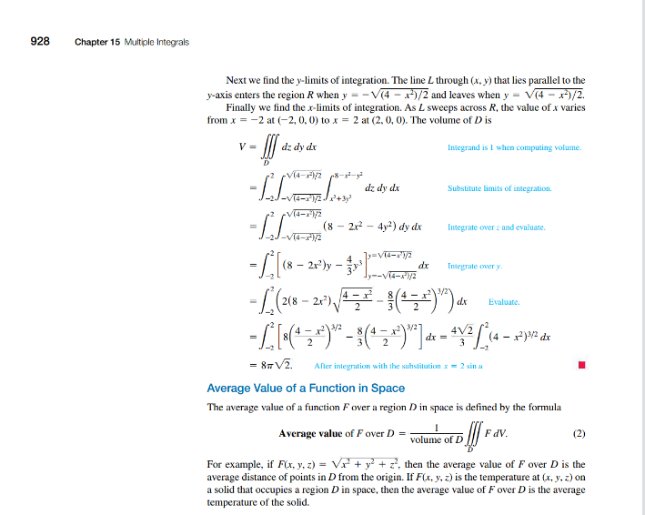 of the triple integral. Note that the equation of the shadow is