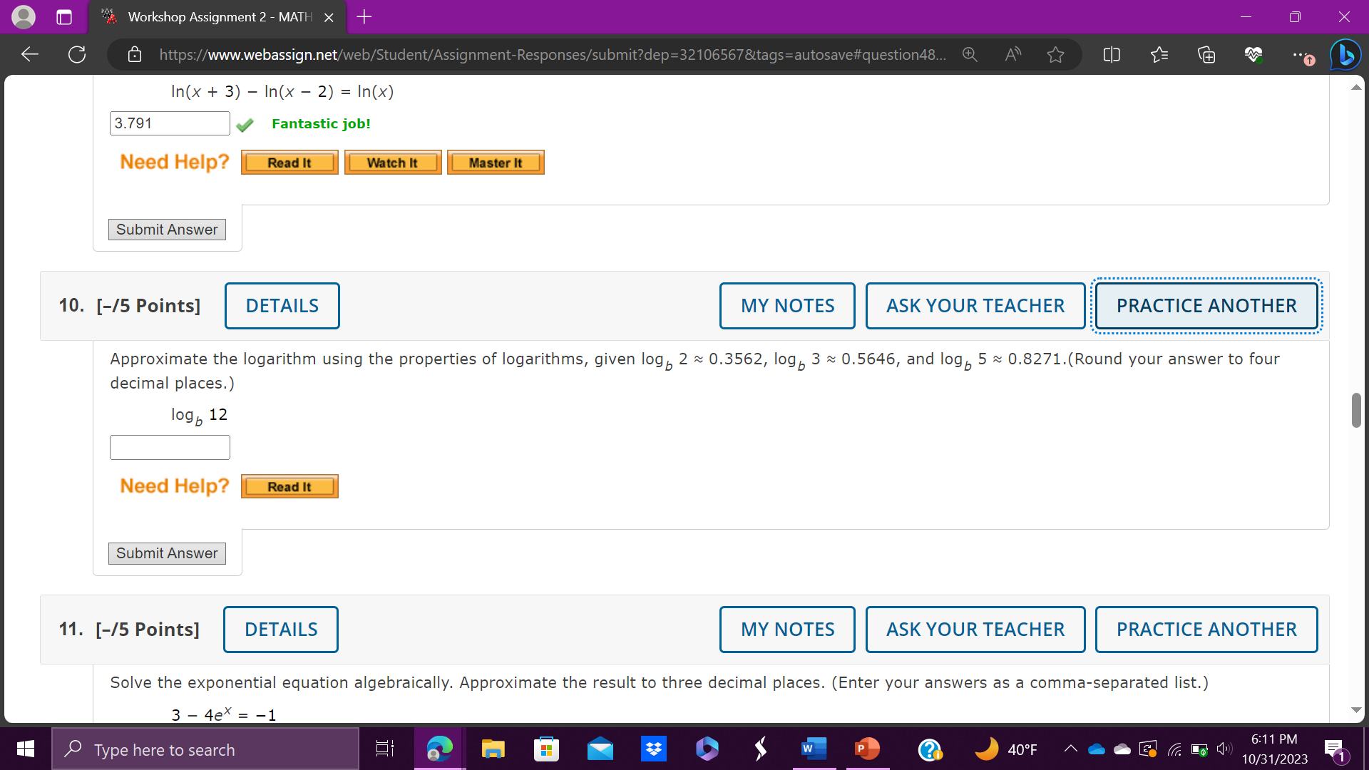 Saved Work Revert to Last Response Submit Answer [-15 Points] DETAILS Determine