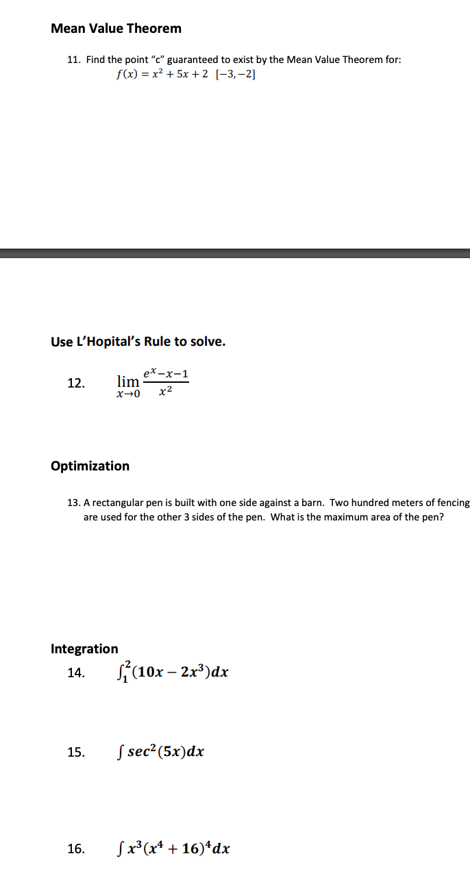 by the Mean Value Theorem for: f(x) = x2 + 5x +2