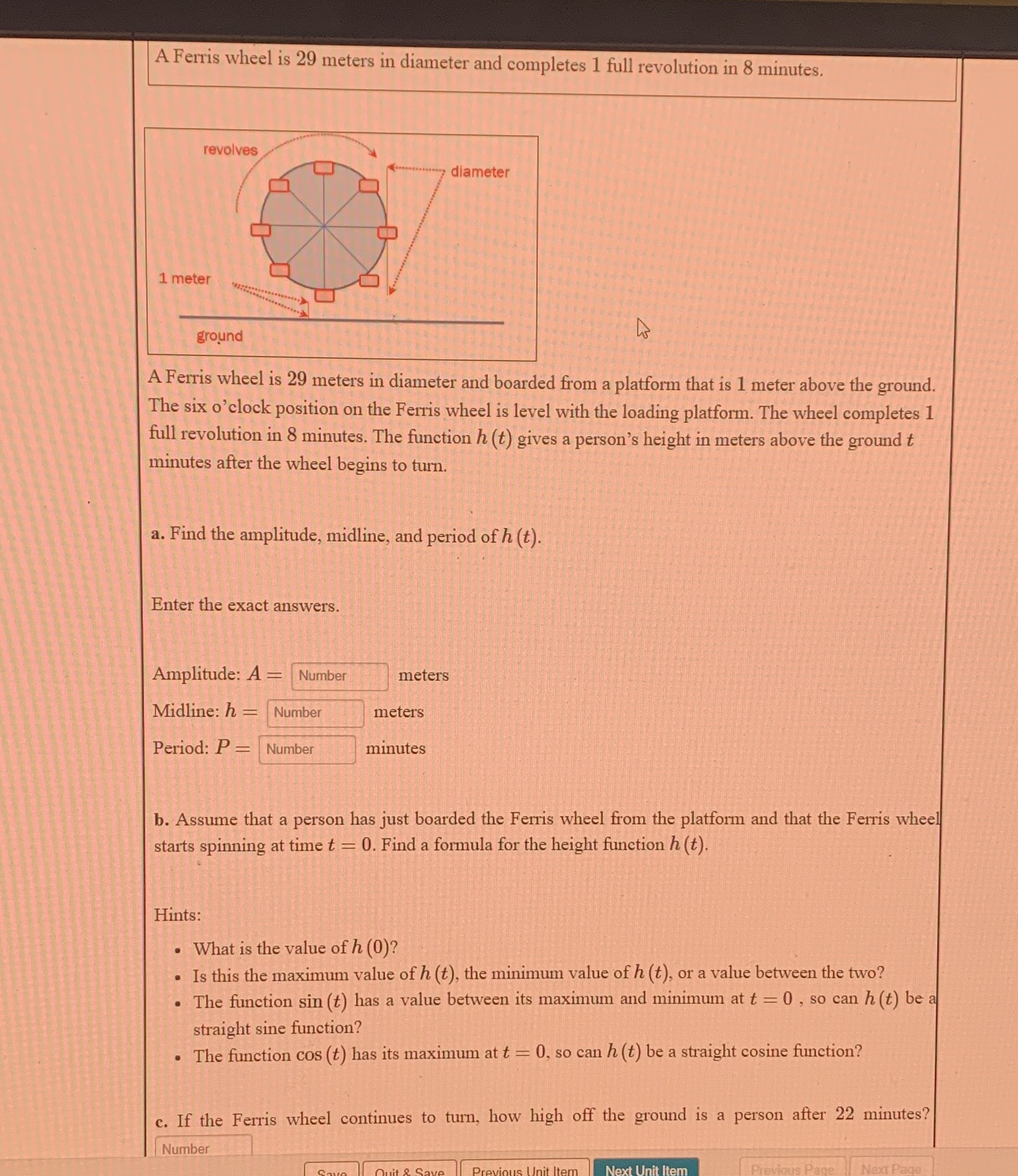 Please explain how you got answer A Ferris wheel is 29
