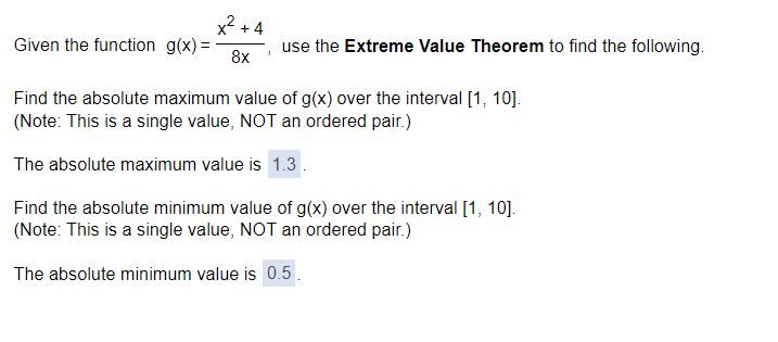 Value Theorem to nd the following. Find the absolute maximum value of