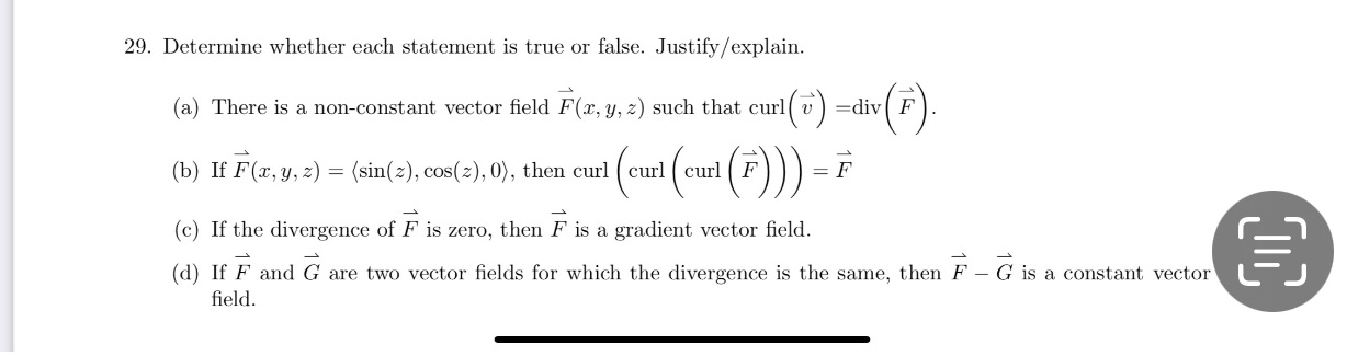  Multivariable calculus 29. Determine whether each statement is true or false.
