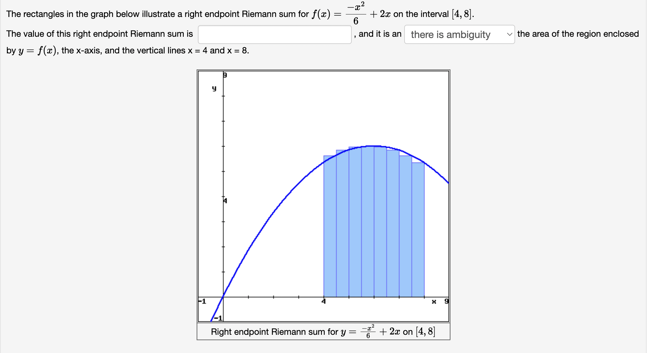 endpoint Riemann sum for f(:1:) : T + 2.7: on the interval
