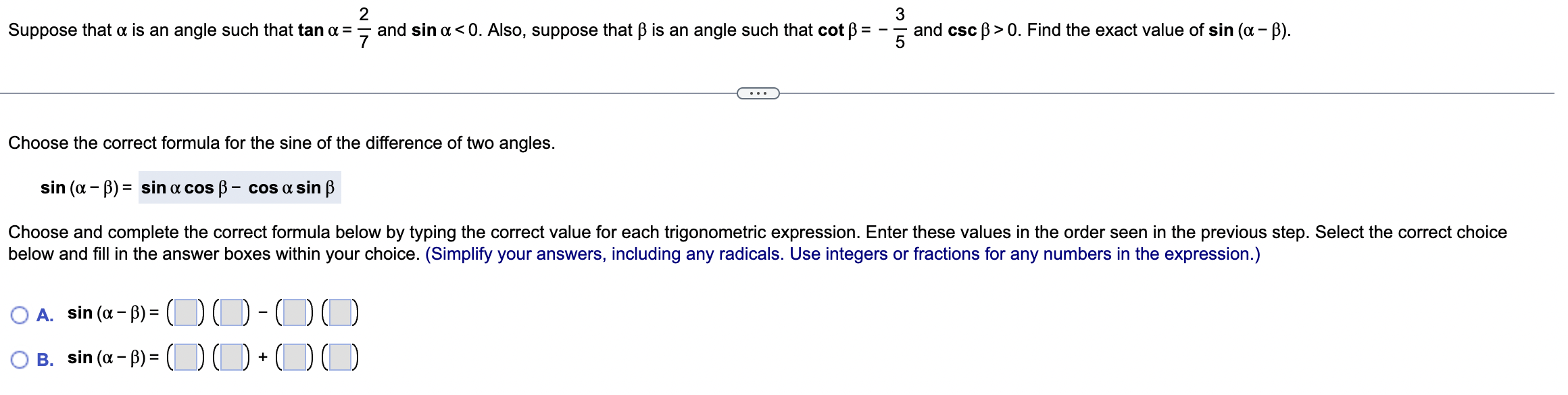 Suppose that a is an angle such that tan a =