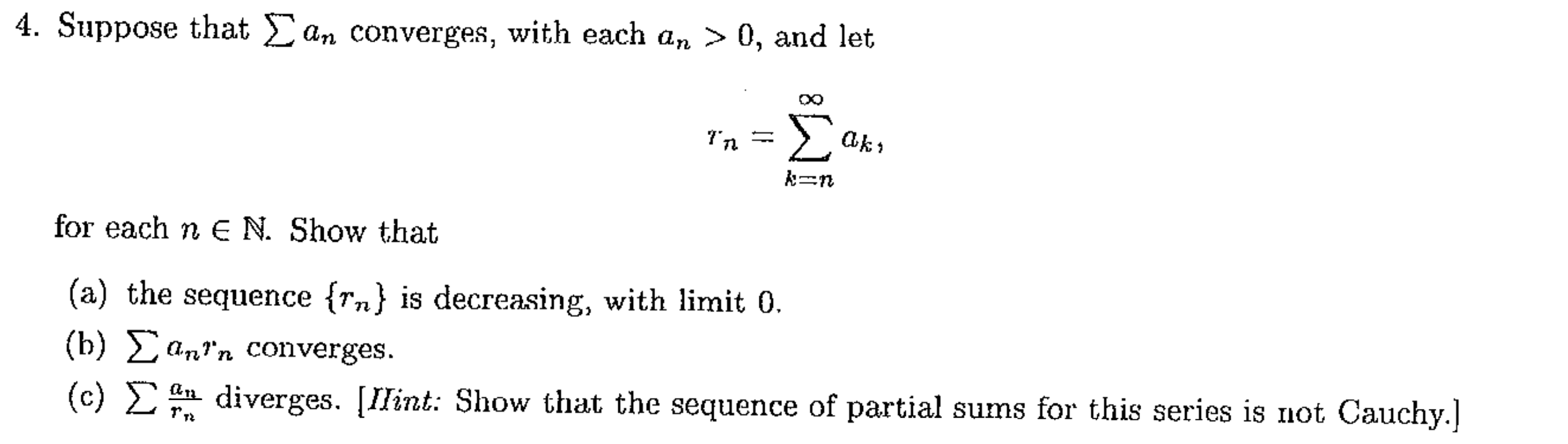 and let In = k=n for each n E N. Show that