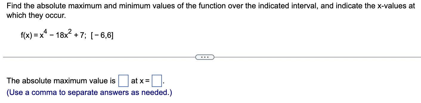  Find the absolute maximum and minimum values of the function over