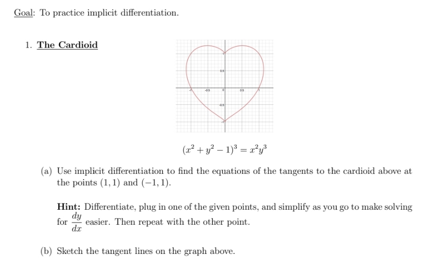 A and B please Goal: To practice implicit differentiation. 1. The