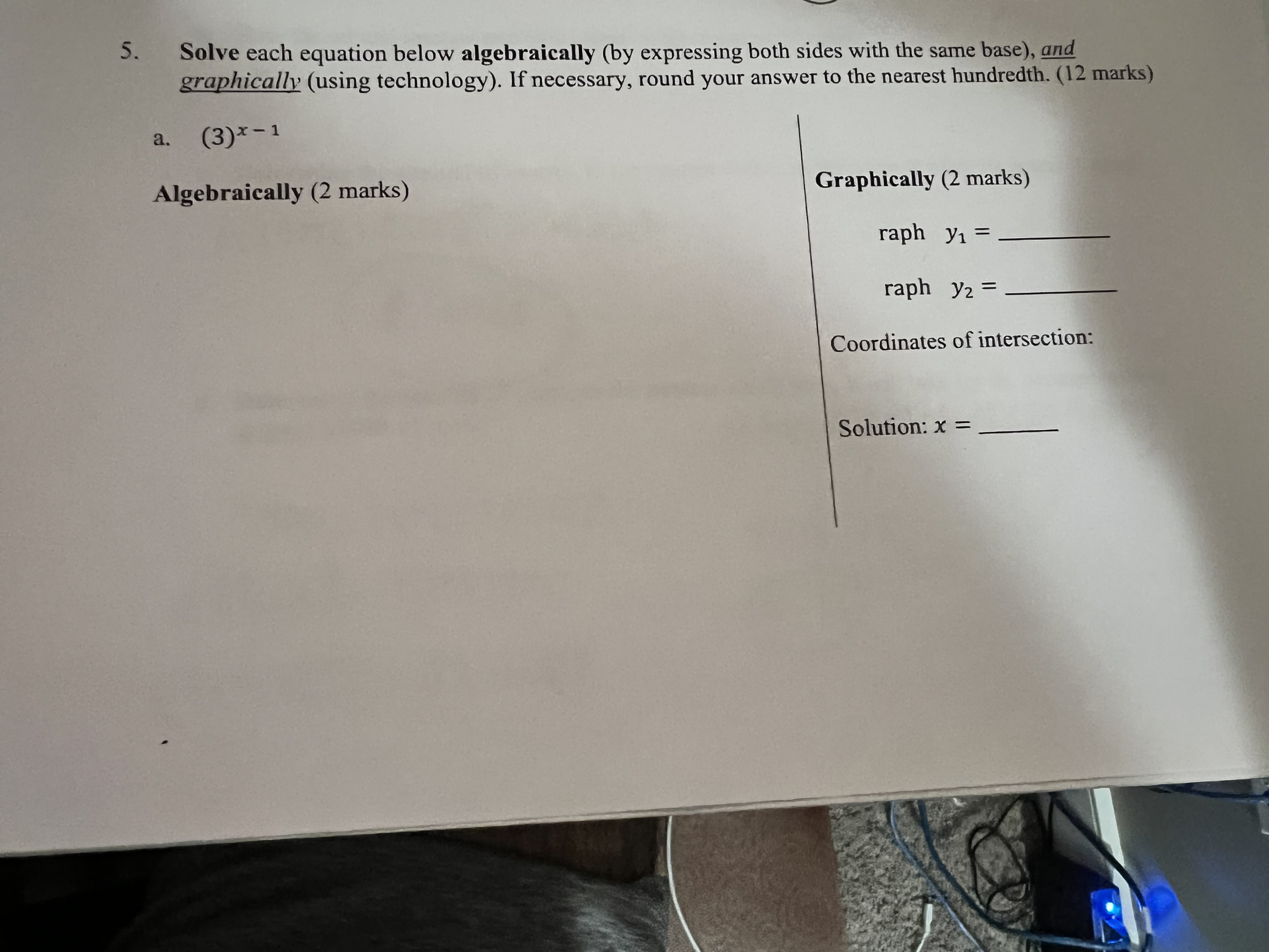  in Solve each equation below algebraically (by expressing both sides with