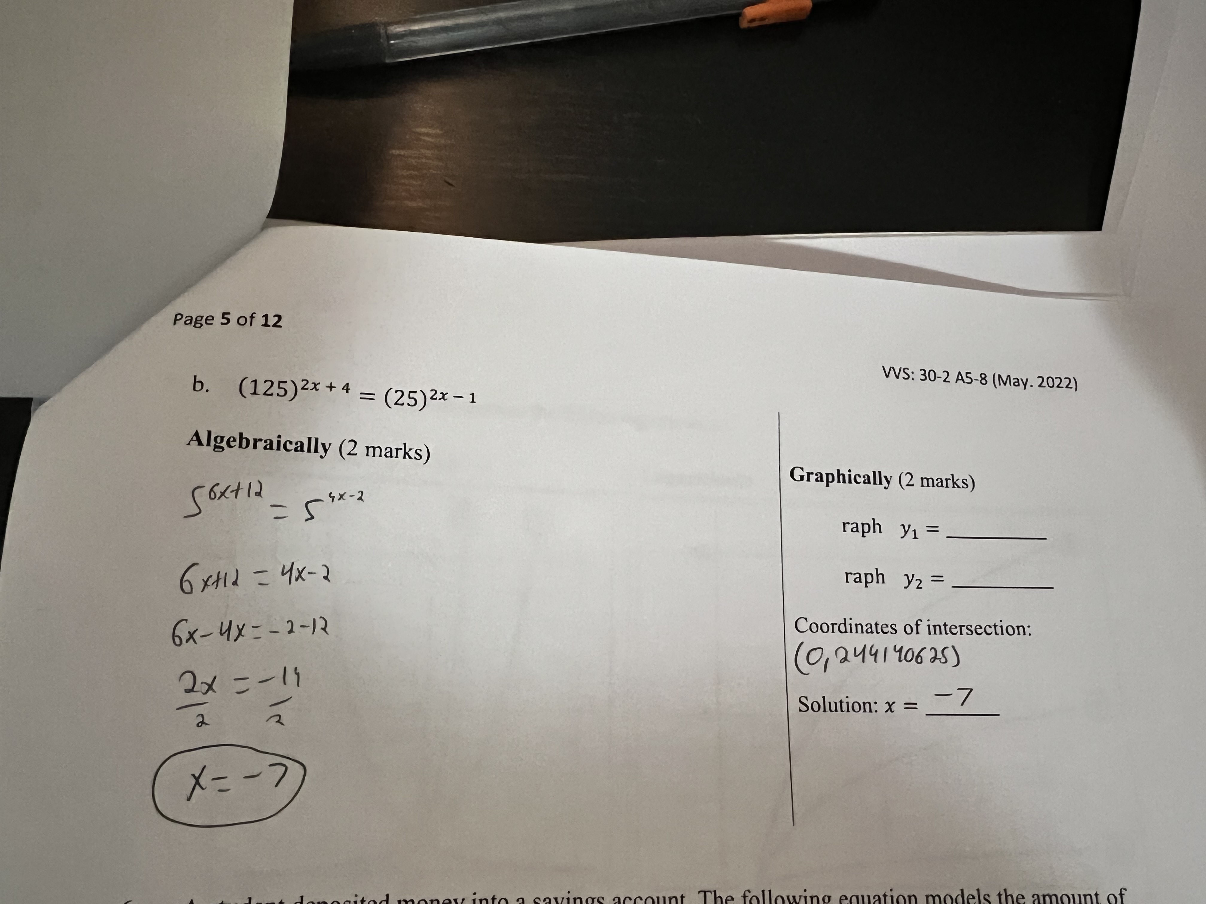 the same base), and graphically (using technology). If necessary, round your answer