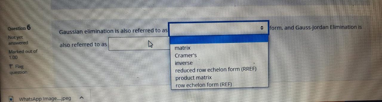 as Marked out of matrix 1:00 Cramer's Flag inverse question reduced row