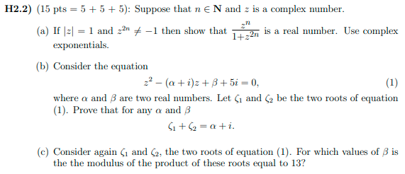  H2.2) (15 pts = 5 + 5 + 5): Suppose that
