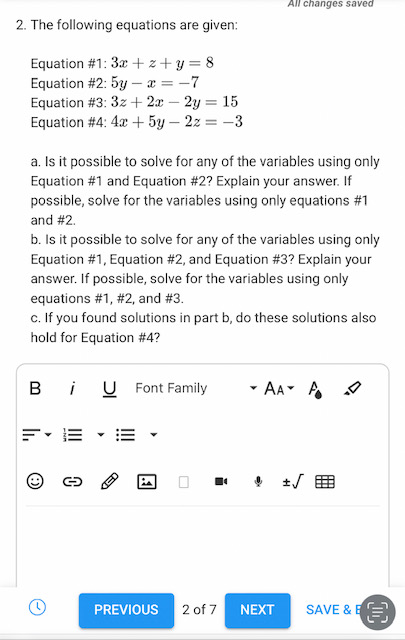  All changes saved 2. The following equations are given: Equation #1:
