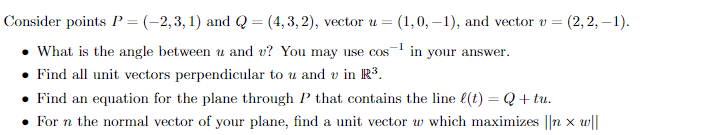 2), vector a = (1, 0, -1), and vector v = (2,