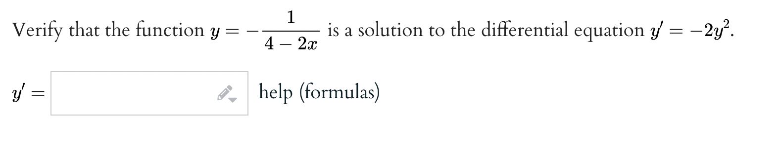 the differential equation y' = 3 sin(3:c)y. y = iv help (formulas)