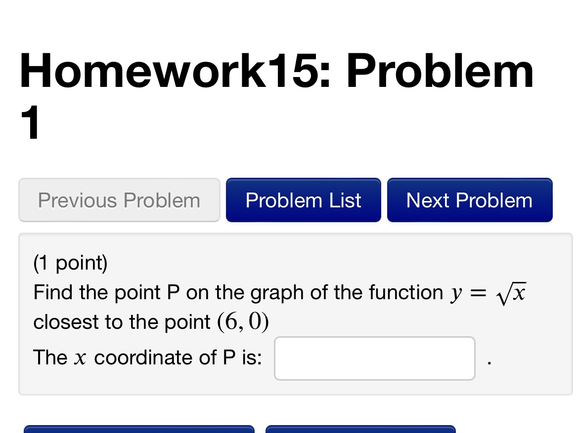 Find the point P on the graph of the function y =