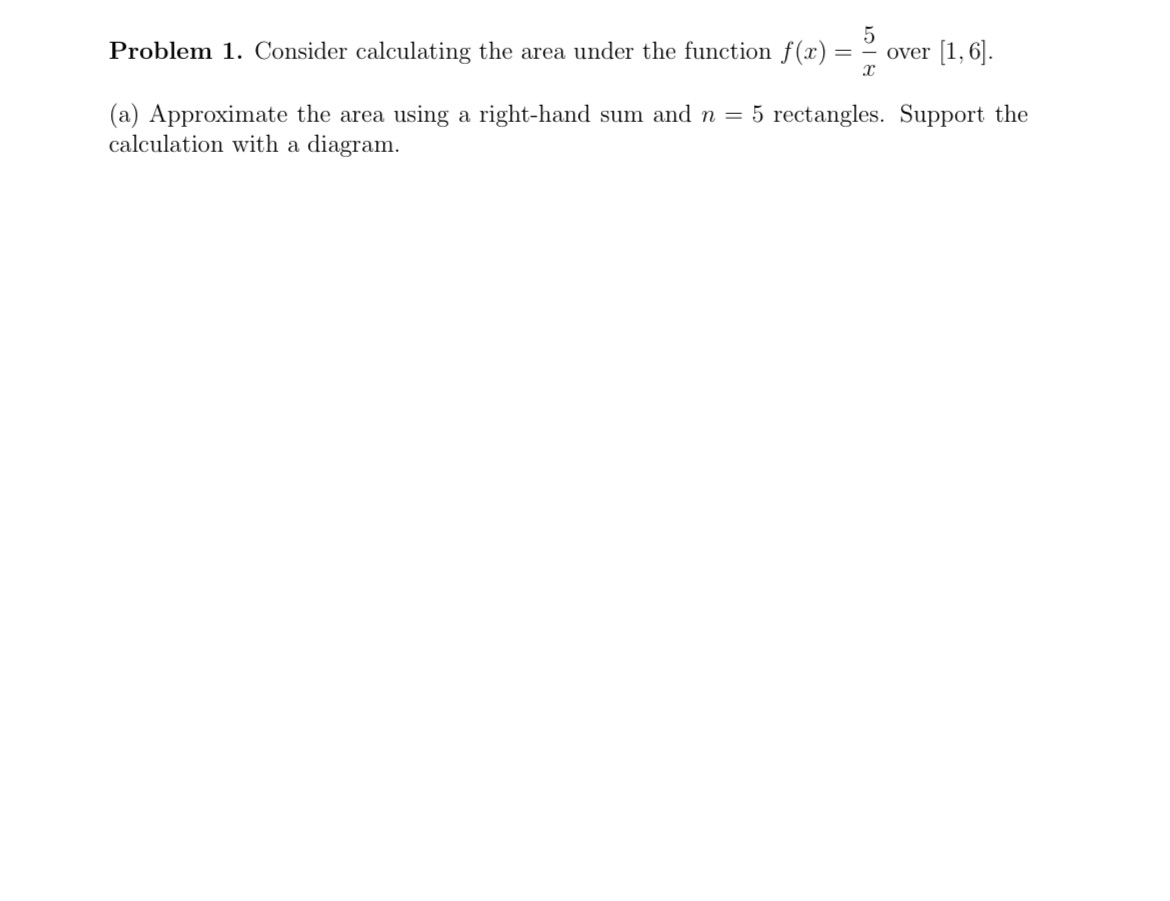  Please graph this on desmos Problem 1. Consider calculating the area
