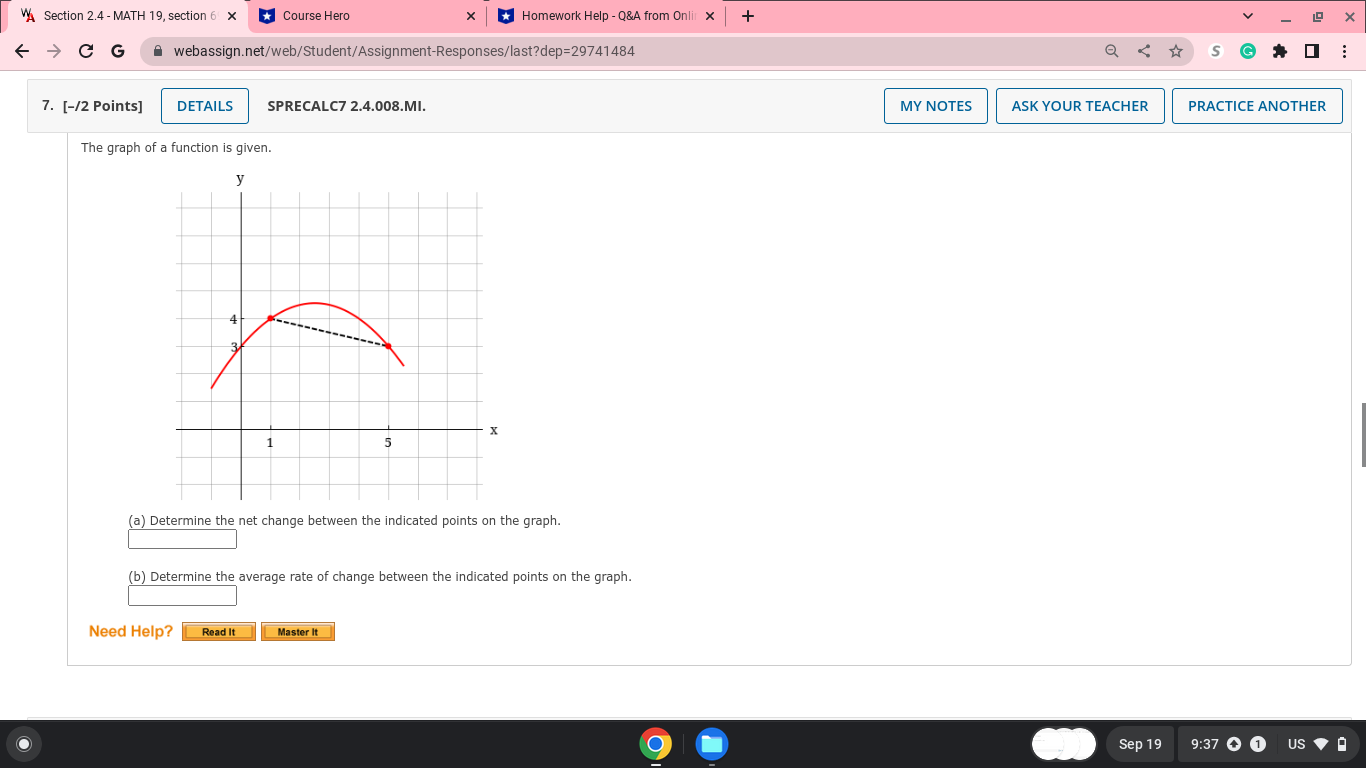 change between the given values of the variable. (b) Determine the average