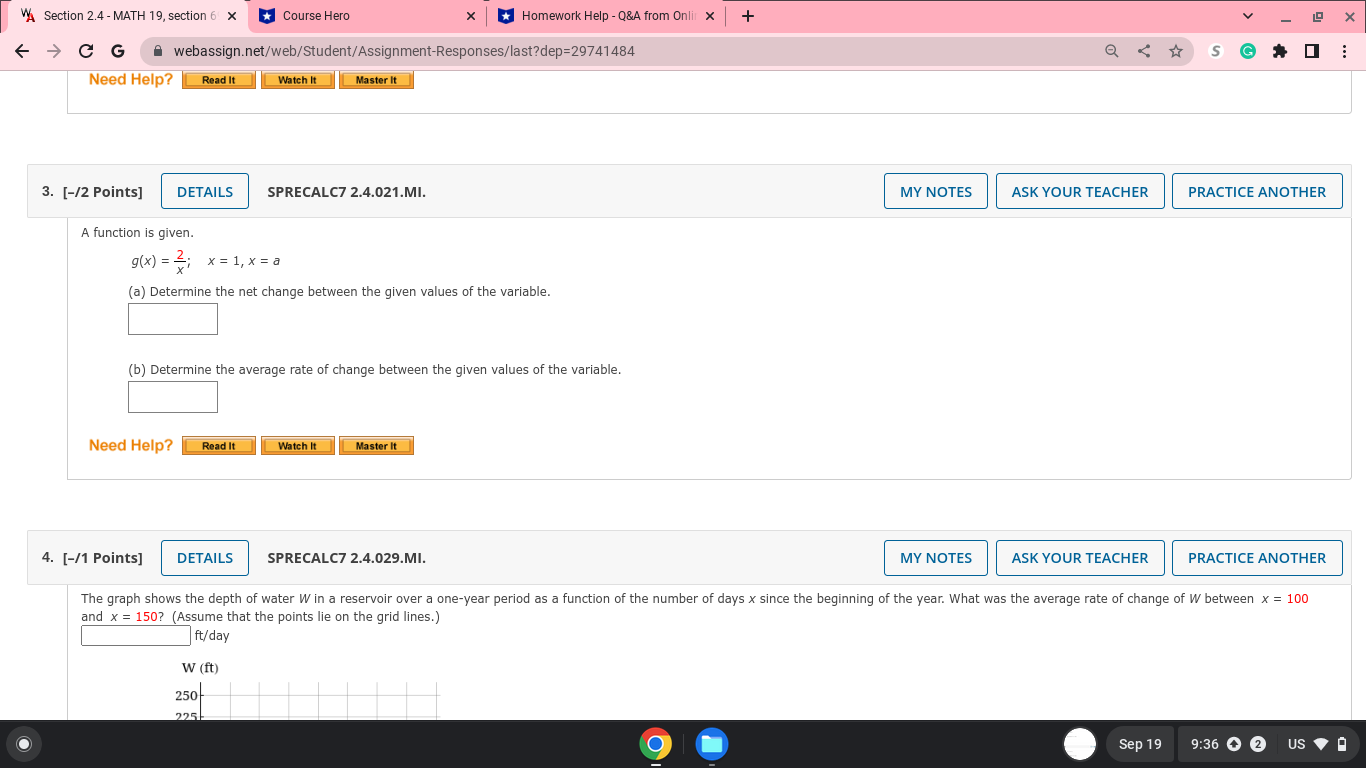 given values of the variable. (b) Determine the average rate of change