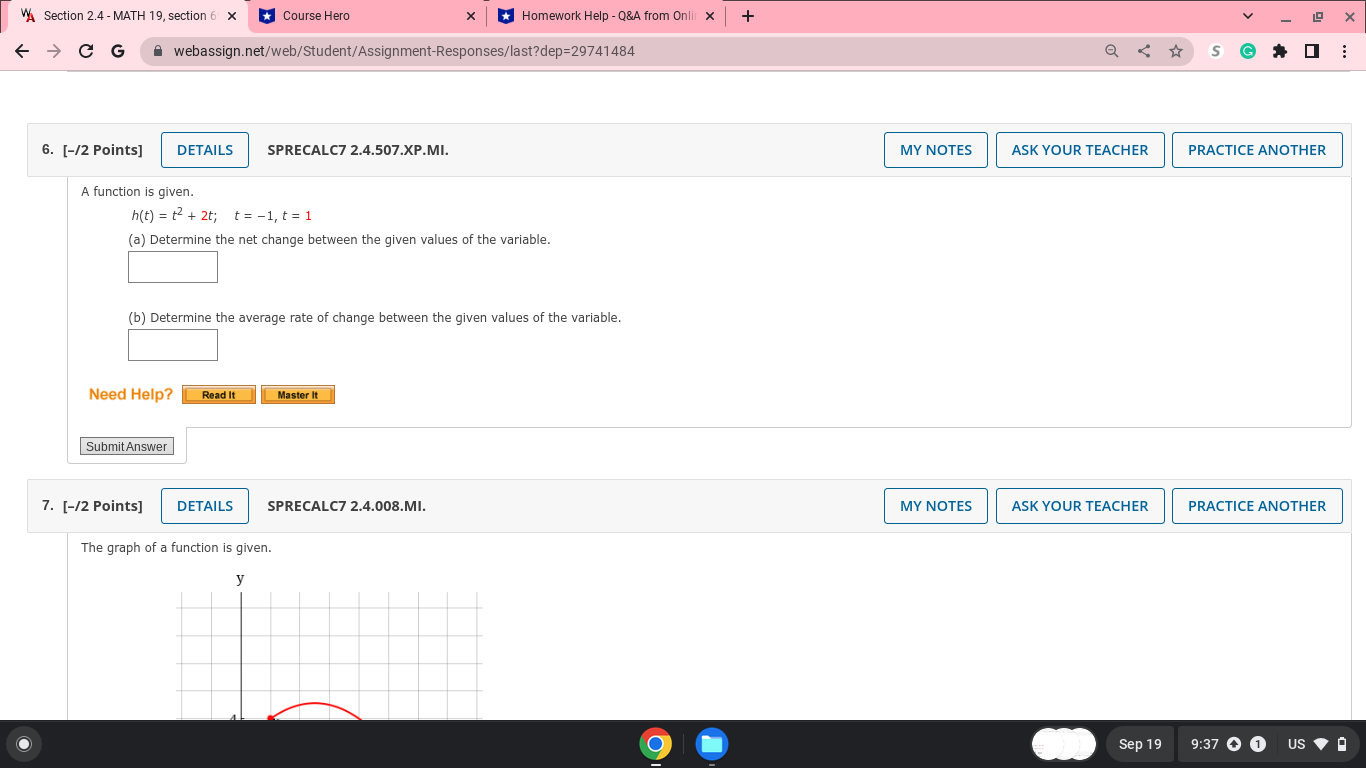 2.4 - MATH 19, section 6 X Course Hero X *Homework Help