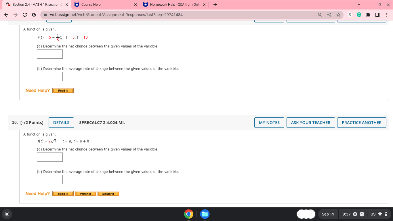 SPRECALC7 2.4.021.MI. MY NOTES ASK YOUR TEACHER PRACTICE ANOTHER A function is