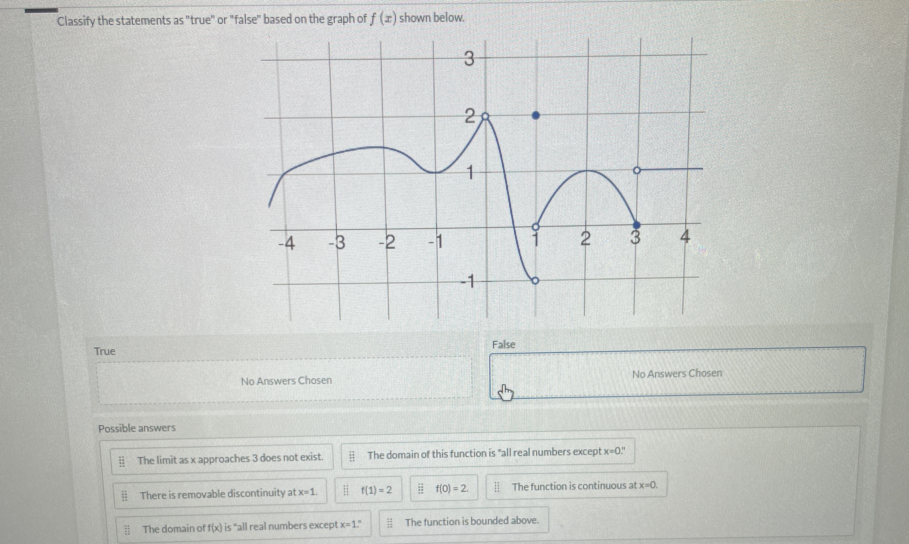  Classify the statements as "true" or "false" based on the graph