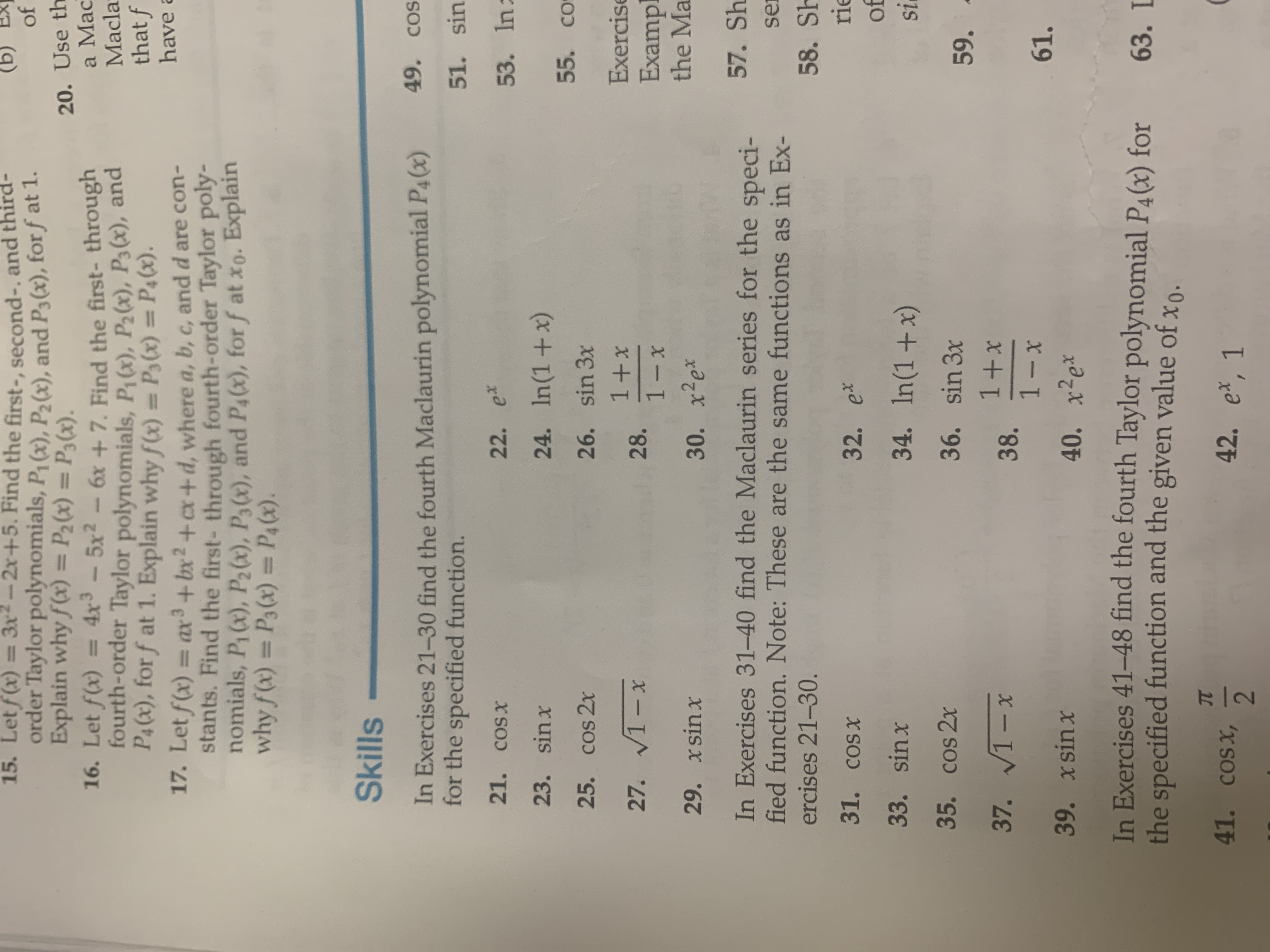 third- order Taylor polynomials, P1 (x), P2(x), and P3(x), for f at