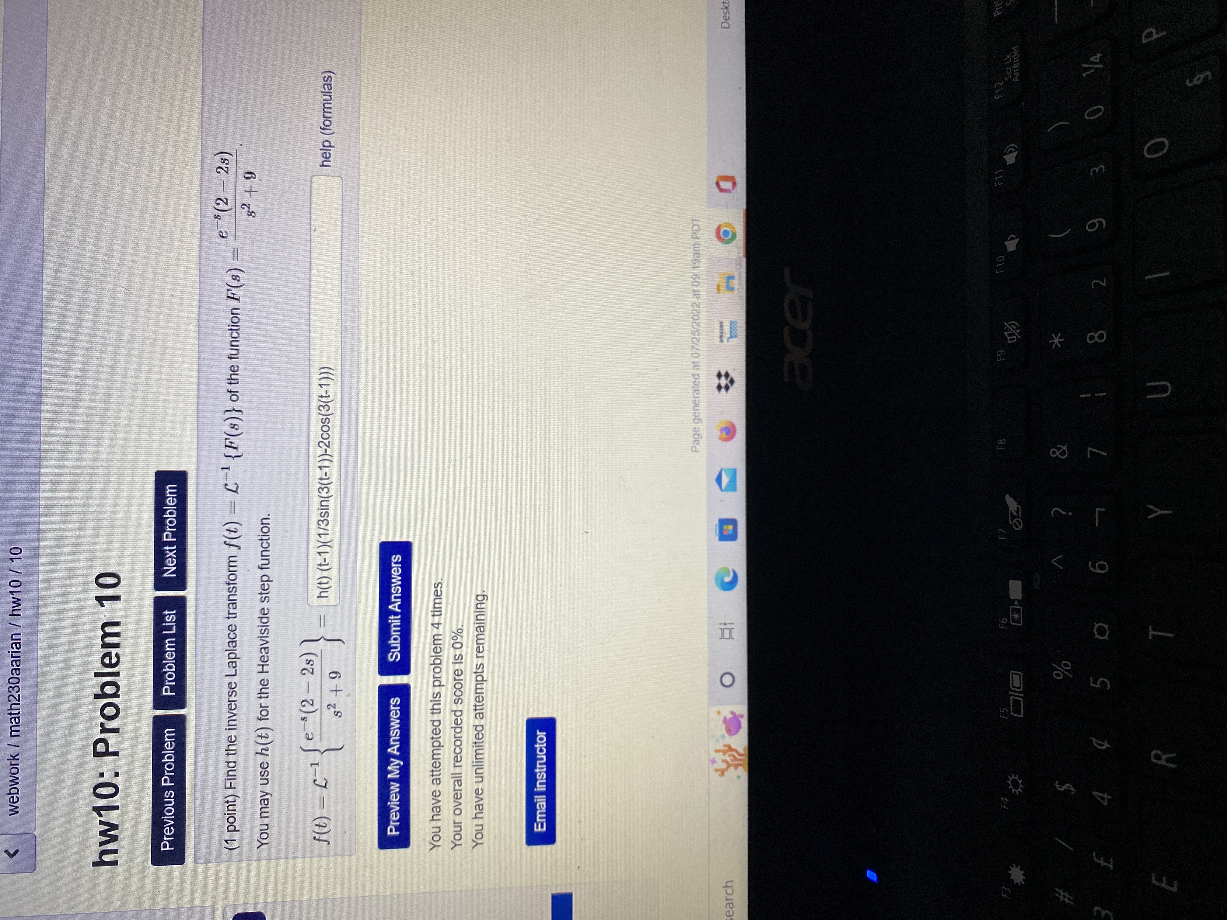 attempts remaining. Email instructor Page generated at 07/25/2022 at 09:17am PDT ch