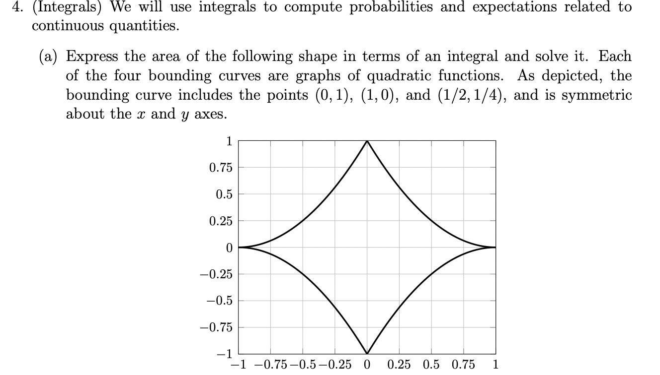 related to continuous quantities. (a) Express the area of the following shape