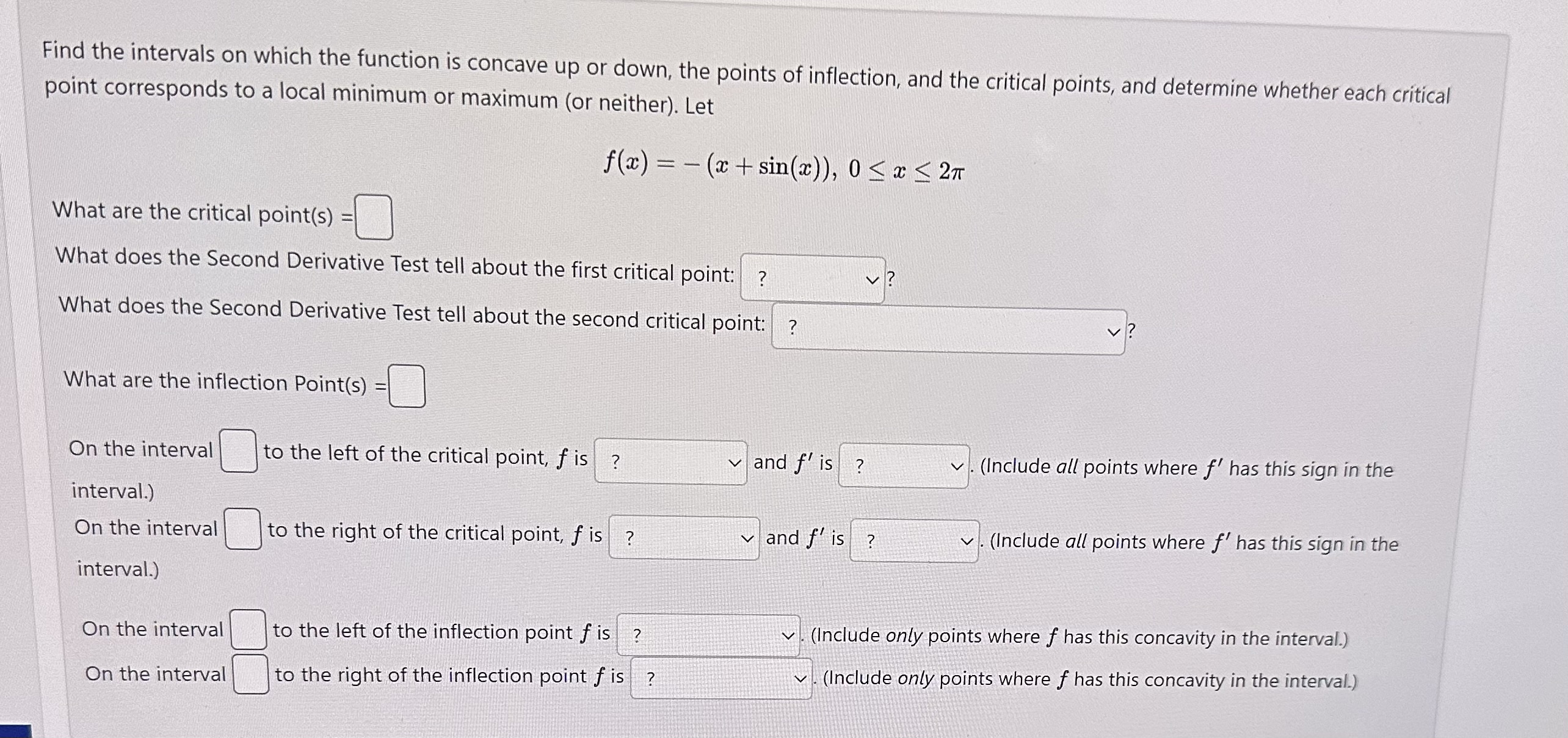  Find the intervals on which the function is concave up or