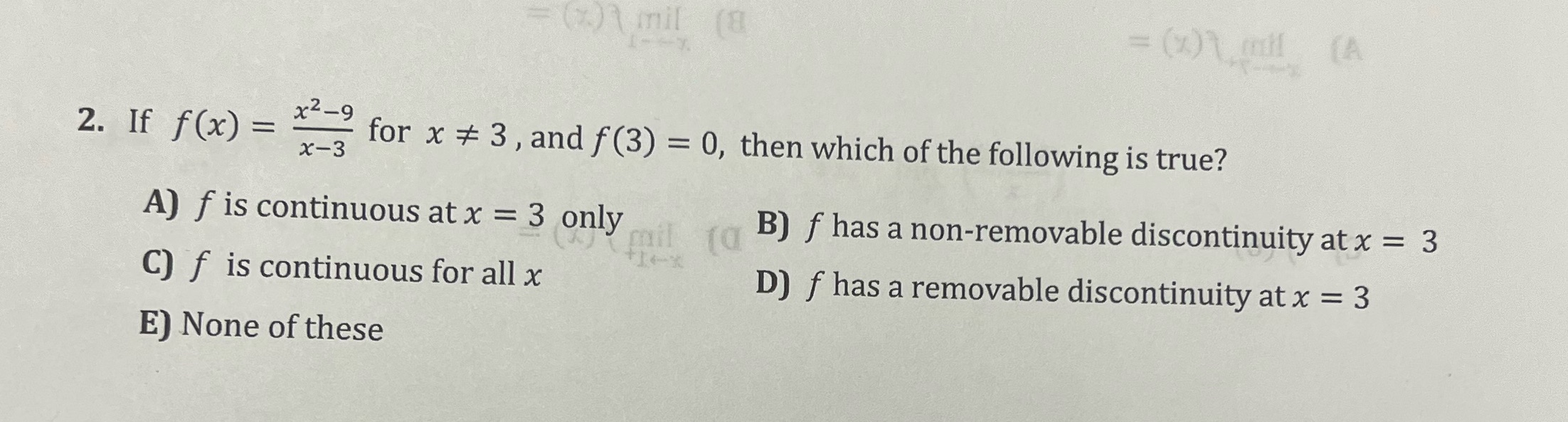 # 3, and f(3) = 0, then which of the following is