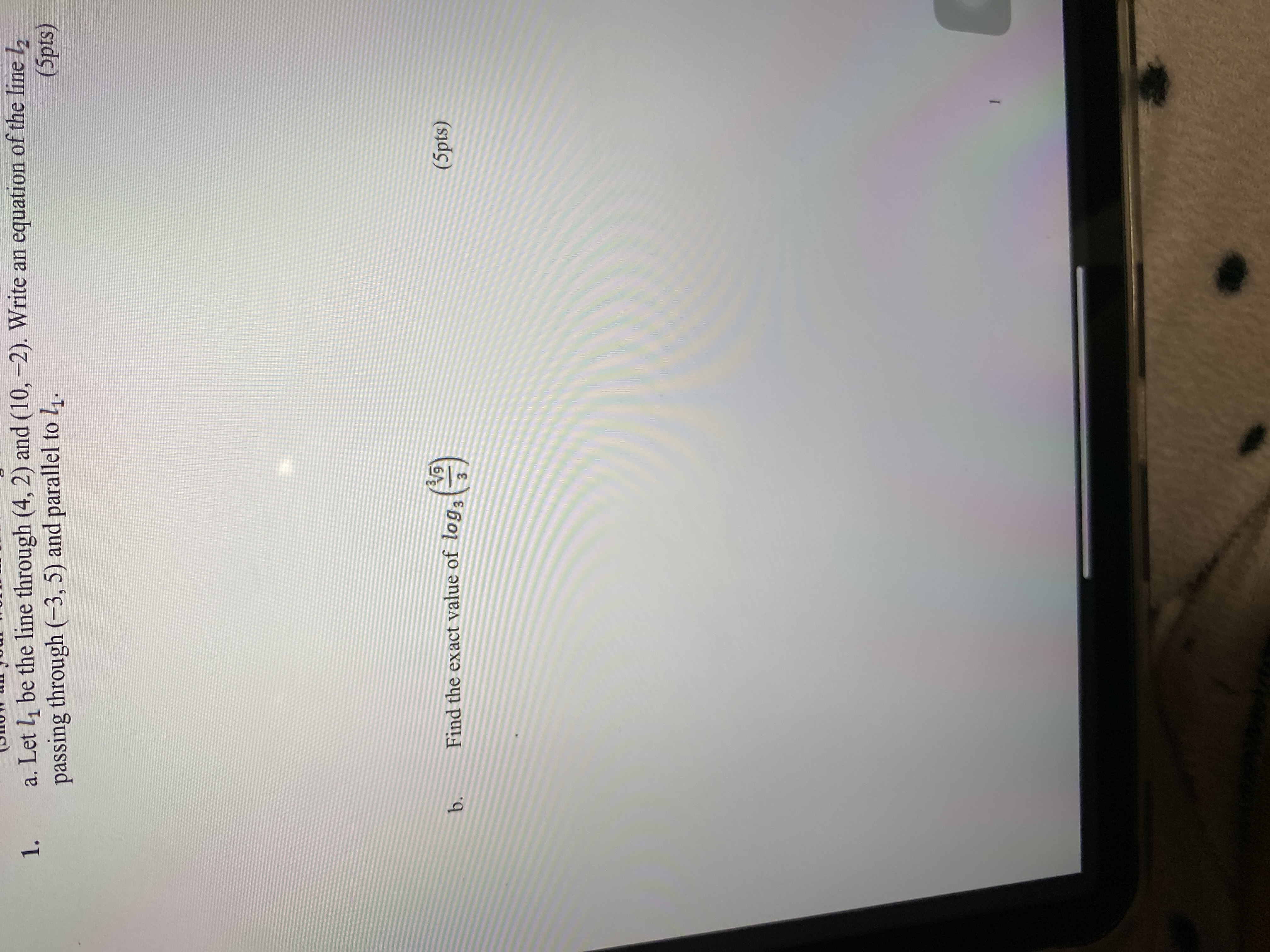 (10, -2). Write an equation of the line I2 passing through (-3,