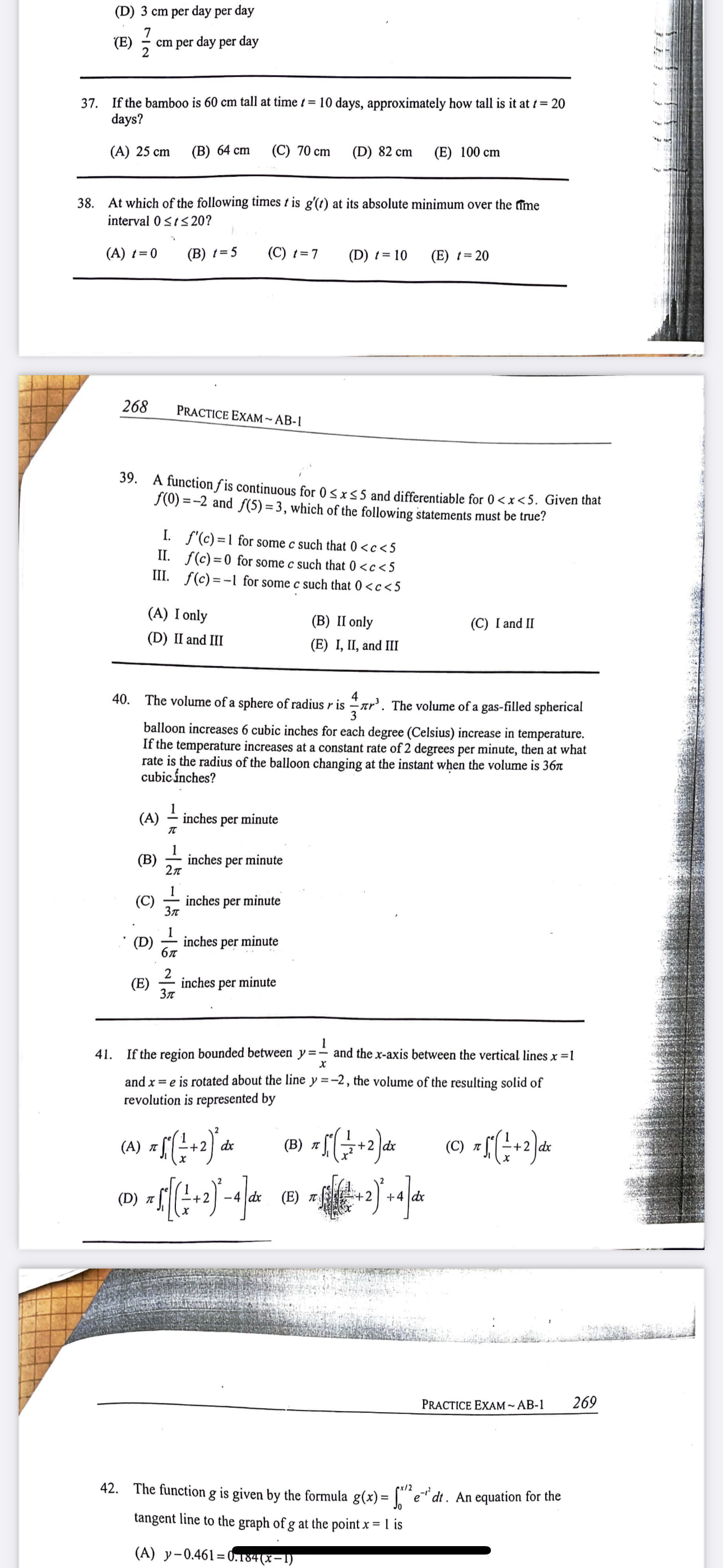 (D) 82 cm (E) 100 cm 38. At which of the following