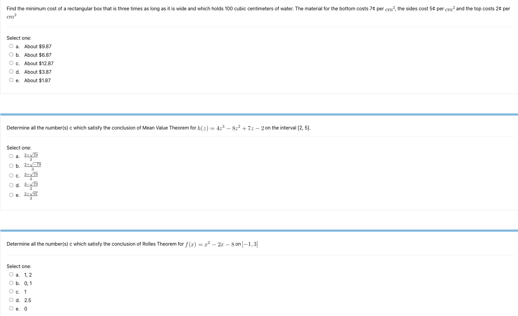  Find the minimum cost of a rectangular box that is three