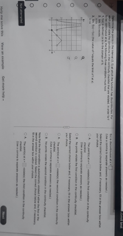  calculus1 course help ubmit test Determine the points in the interval