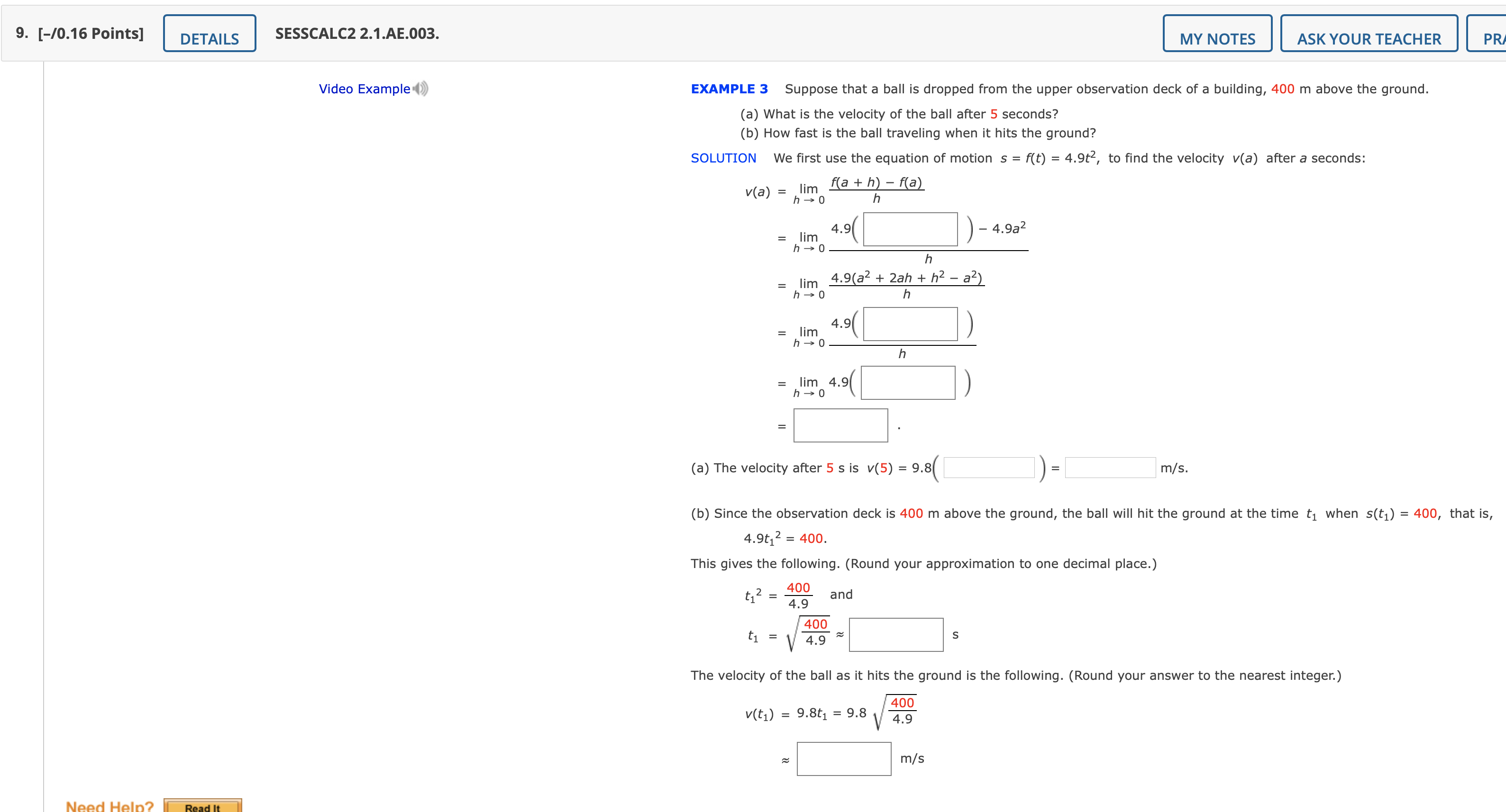 to the nearest integer.) val) = 9.8t1 = 9.8 'l 4 22